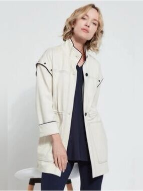 MELLODAY Cream Utility Jacket with Contrast Stitching